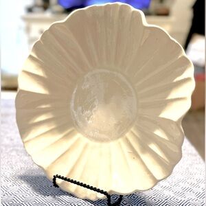 Hibiscus White Ceramic Bowl Handmade Pottery Centerpiece Coffee Table Home Decor